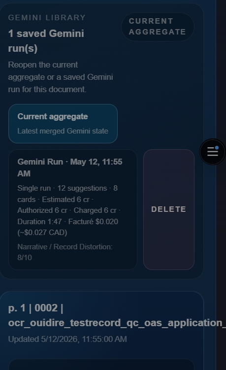 Gemini Library saved run in OuiDire