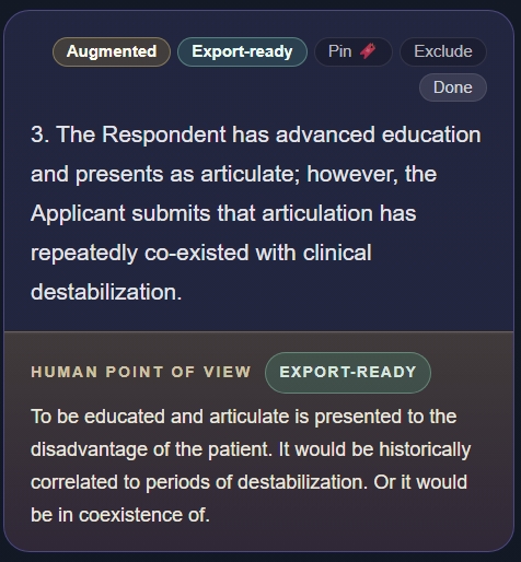 OuiDire card with Human Point of View annotation